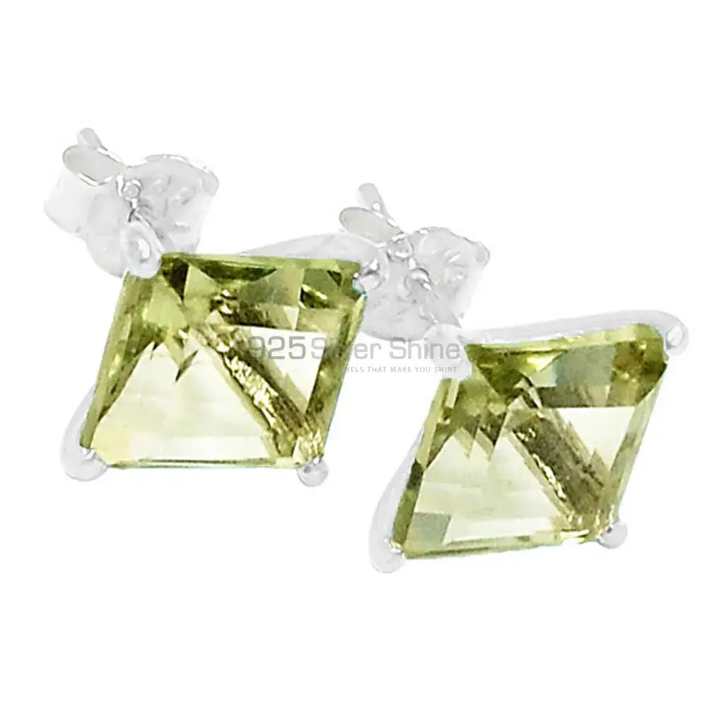 Natural Peridot Gemstone Earrings In Solid 925 Silver 925SE627_0