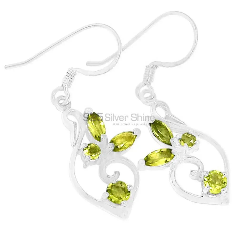 Natural Peridot Gemstone Earrings Manufacturer In 925 Sterling Silver Jewelry 925SE420
