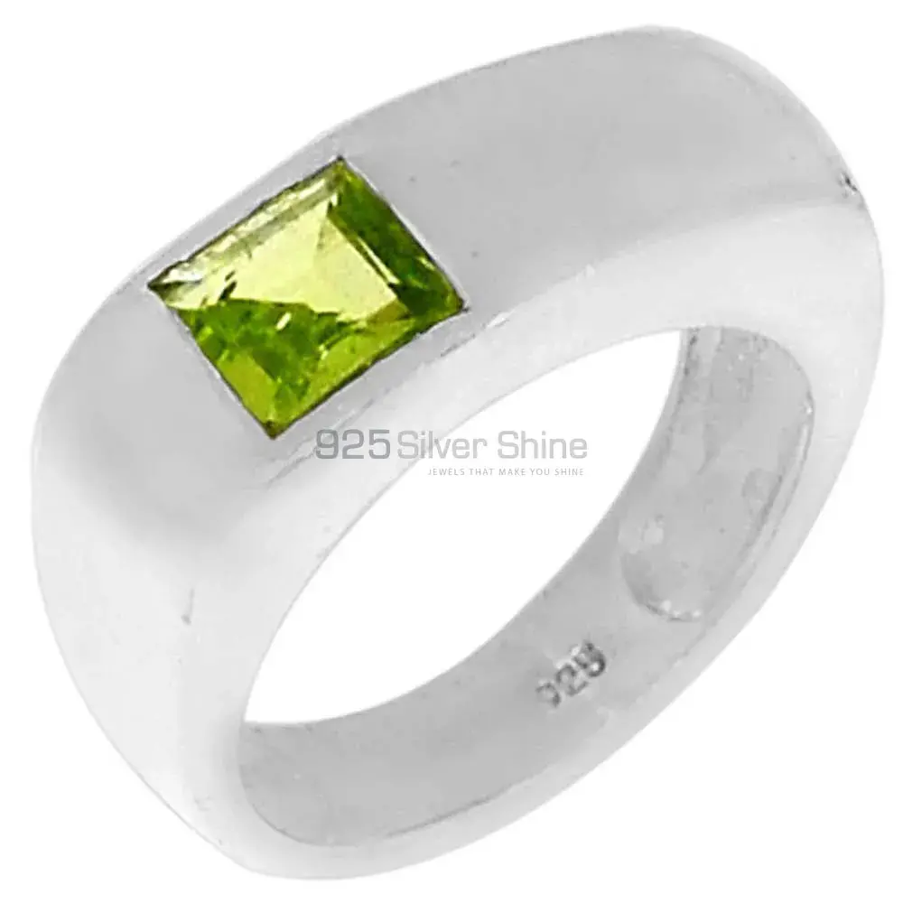 Square Peridot Gemstone Sterling Silver Rings 925SR098-1_0