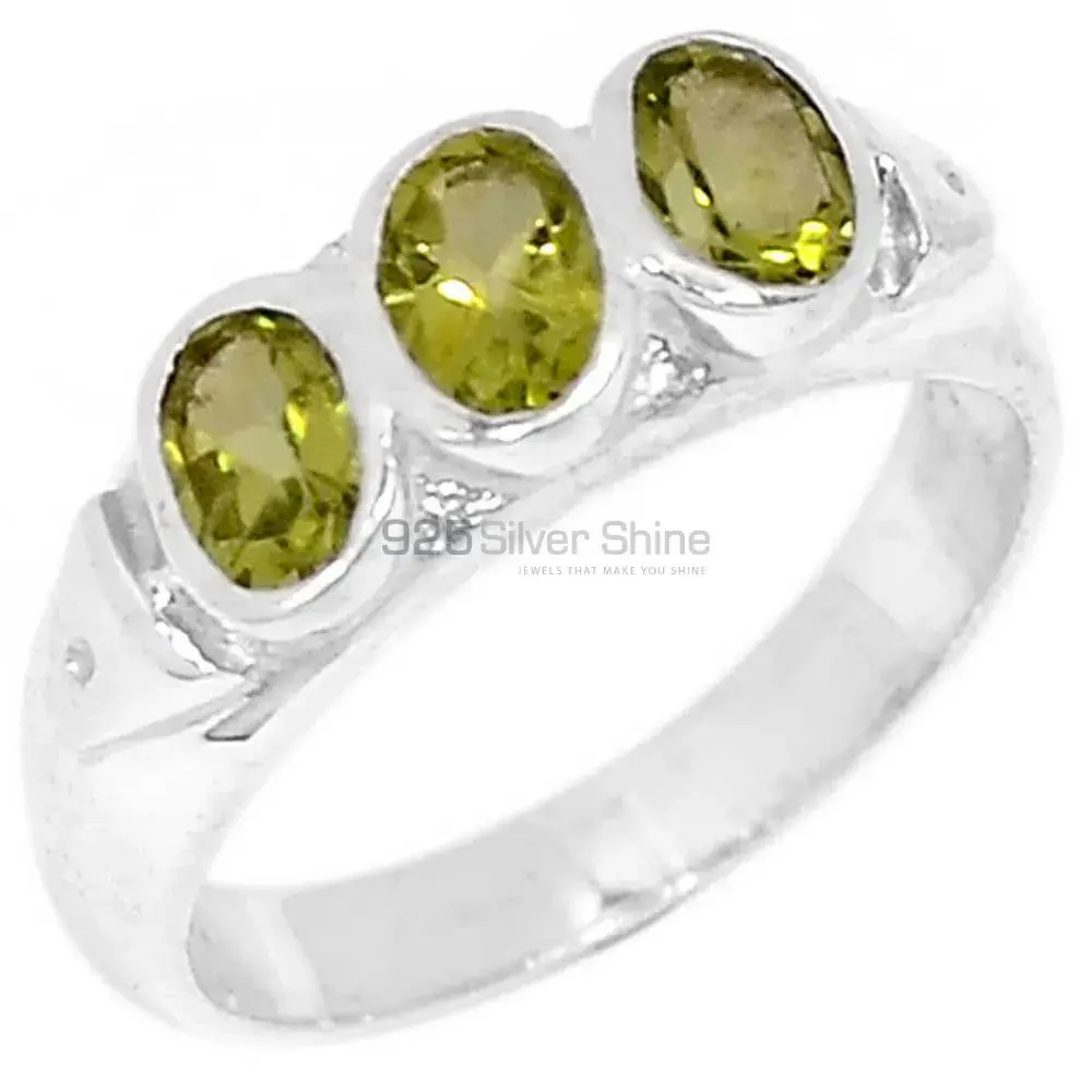 Natural Peridot Semi Precious Gemstone Ring In Solid Silver 925SR079-1