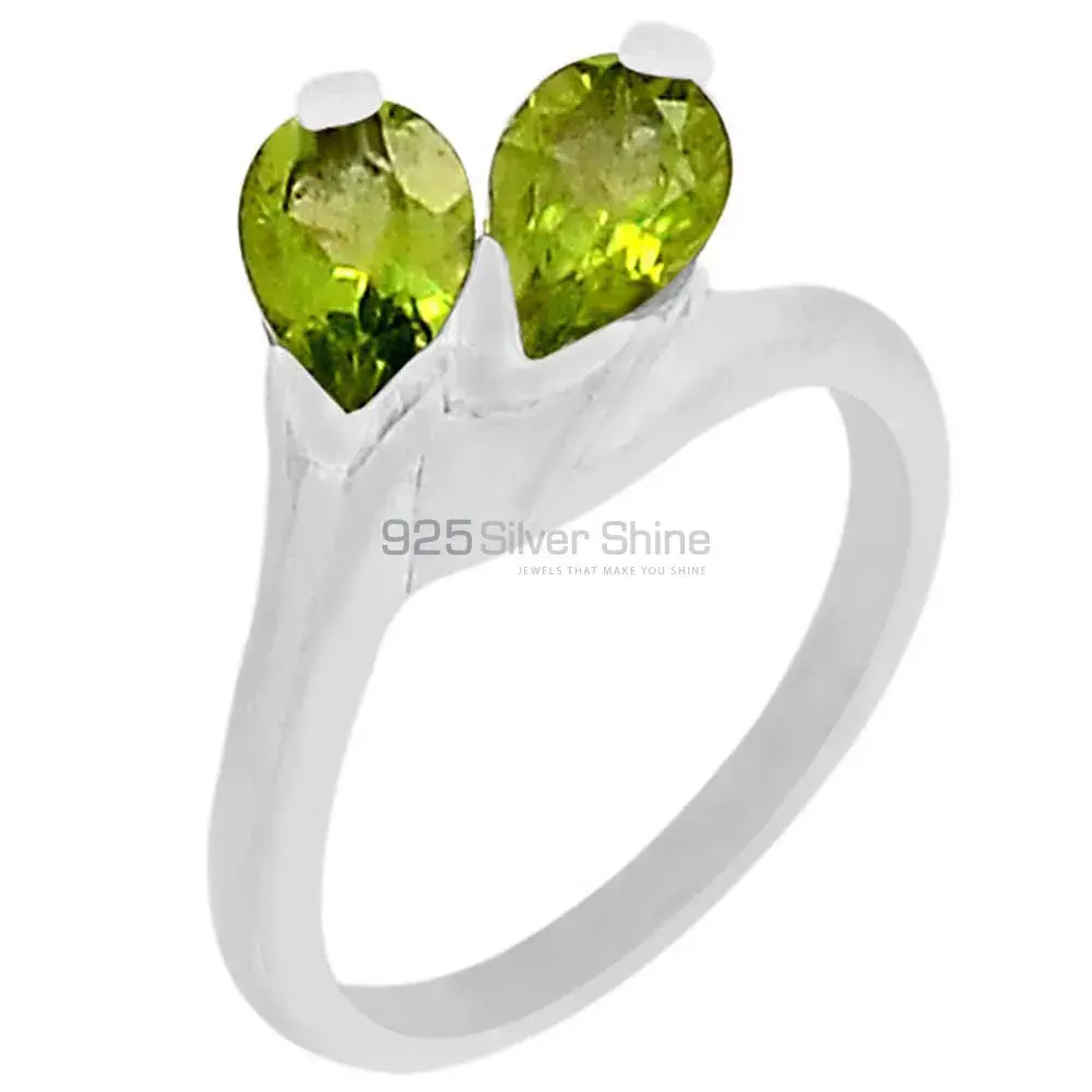 Natural Peridot Semi Precious Gemstone Ring In Sterling Silver 925SR069-2