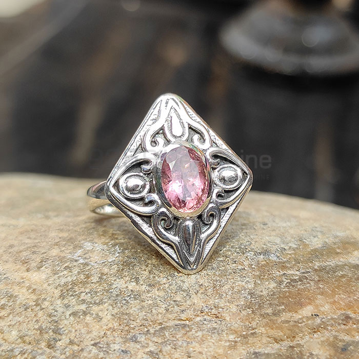 Natural Pink Tourmaline Gemstone Ring In Sterling Silver SSR40