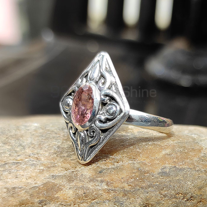 Natural Pink Tourmaline Gemstone Ring In Sterling Silver SSR40_1