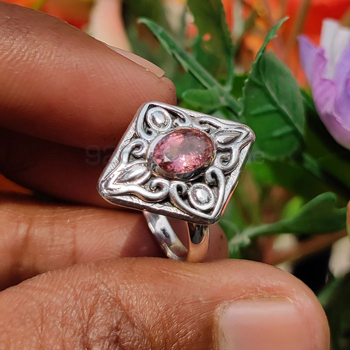 Natural Pink Tourmaline Gemstone Ring In Sterling Silver SSR40_3