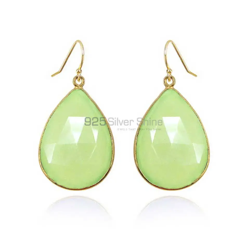 Natural Prehnite Gemstone Earrings In 925 Sterling Silver 925SE1922