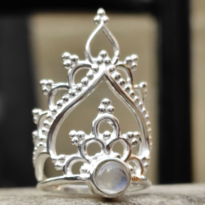 Natural Rainbow Moonstone Princess Ring In 925 Sterling Silver SSR41