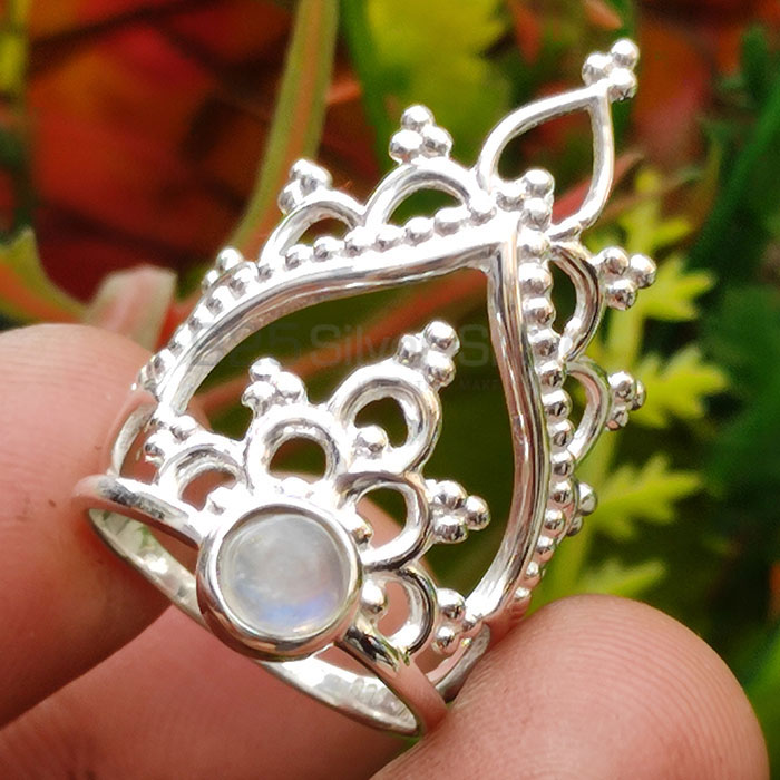 Natural Rainbow Moonstone Princess Ring In 925 Sterling Silver SSR41_2