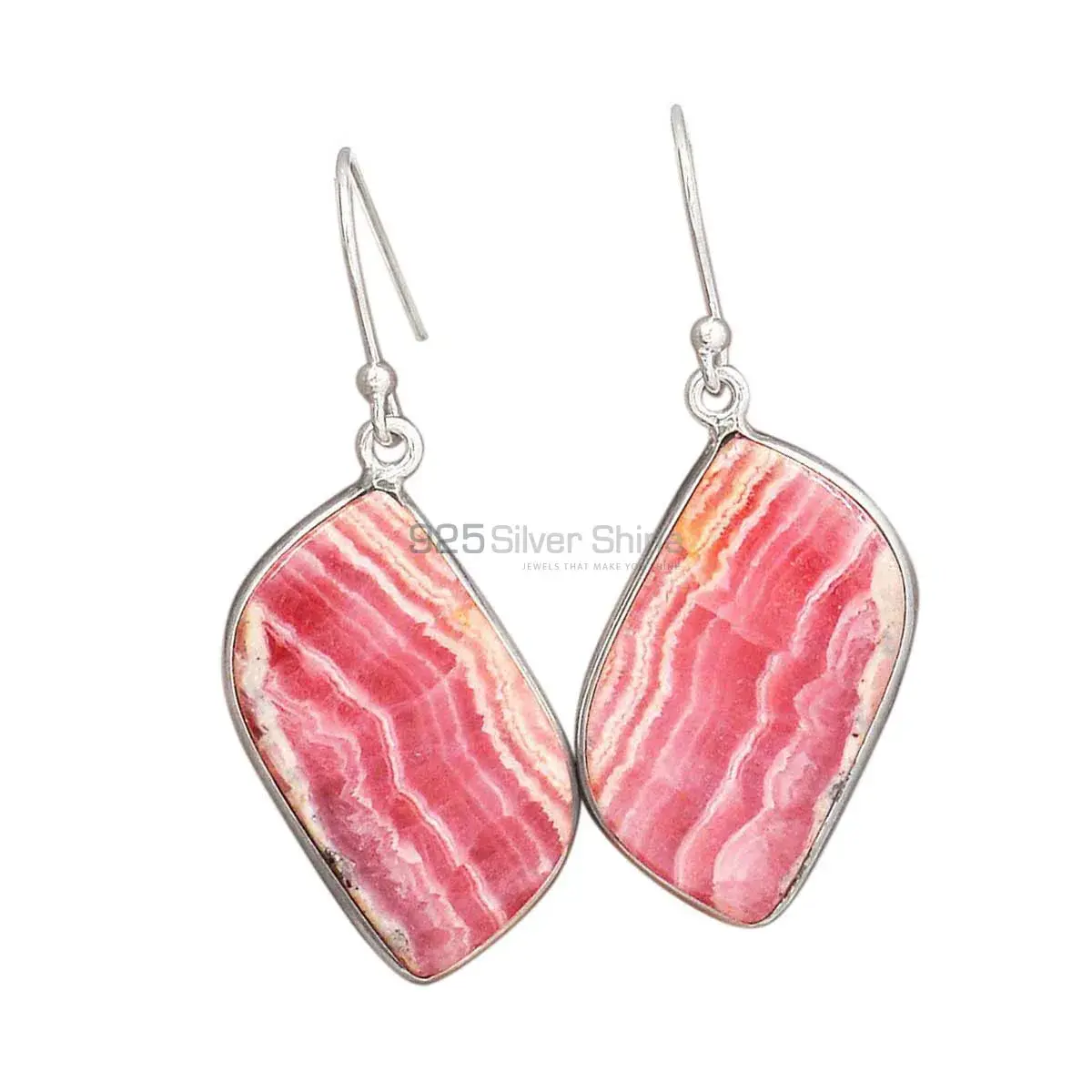 Natural Rhodochrosite Gemstone Earrings In 925 Sterling Silver 925SE2815