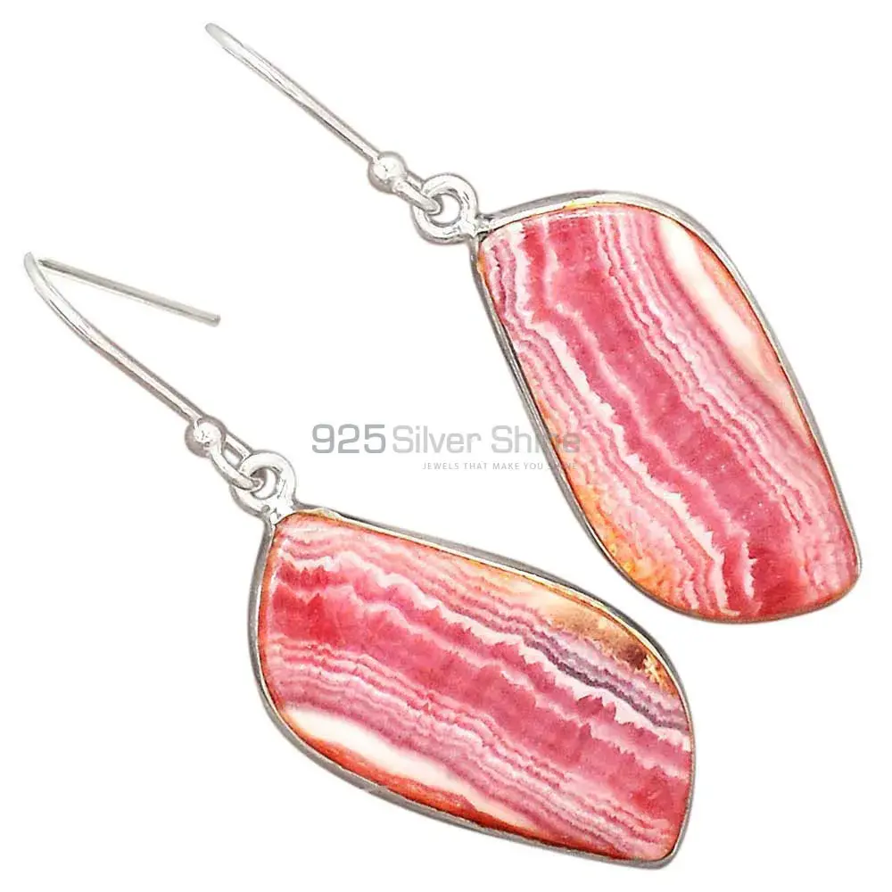 Natural Rhodochrosite Gemstone Earrings In 925 Sterling Silver 925SE2815_1