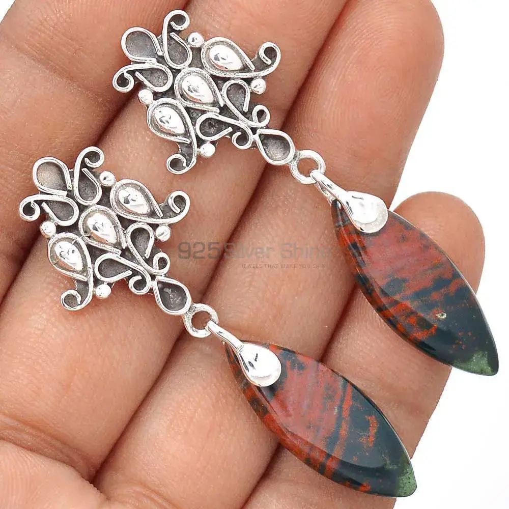 Natural Rhodonite Gemstone Earrings In 925 Sterling Silver Jewelry 925SE2050_1