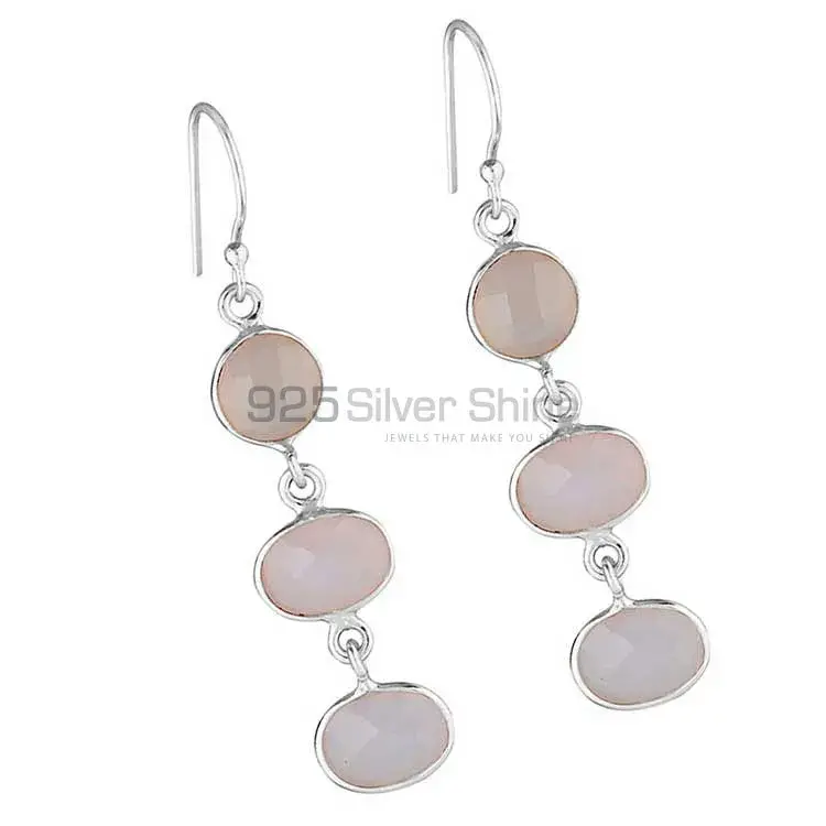 Natural Rose Quartz Gemstone Earrings Wholesaler In 925 Sterling Silver Jewelry 925SE1867_0