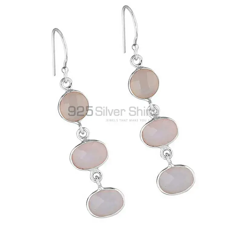 Natural Rose Quartz Gemstone Earrings In 925 Sterling Silver Jewelry 925SE1867_0