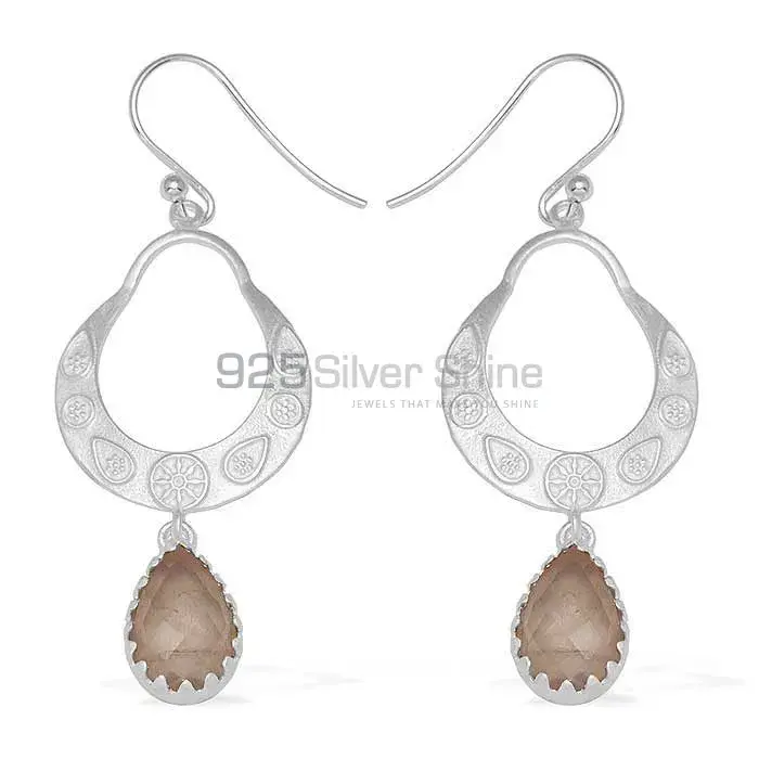 Natural Rose Quartz Gemstone Earrings In 925 Sterling Silver Jewelry 925SE733