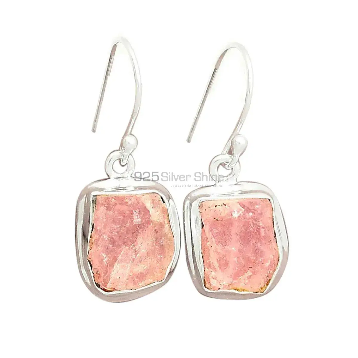 Natural Rose Quartz Gemstone Earrings In 925 Sterling Silver Jewelry 925SE2287_0