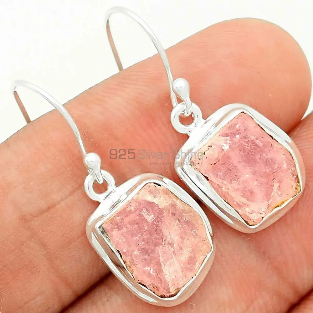 Natural Rose Quartz Gemstone Earrings Suppliers In 925 Sterling Silver Jewelry 925SE2287_0