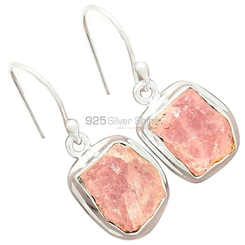 Natural Rose Quartz Gemstone Earrings Suppliers In 925 Sterling Silver Jewelry 925SE2287_1