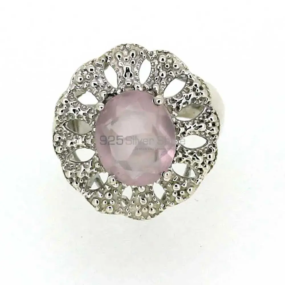 Natural Rose Quartz Gemstone Ring In 925 Sterling Silver 925SR018-1