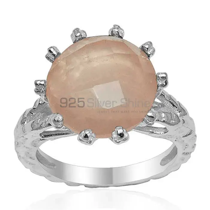 Natural Rose Quartz Gemstone Rings Exporters In 925 Sterling Silver Jewelry 925SR1636