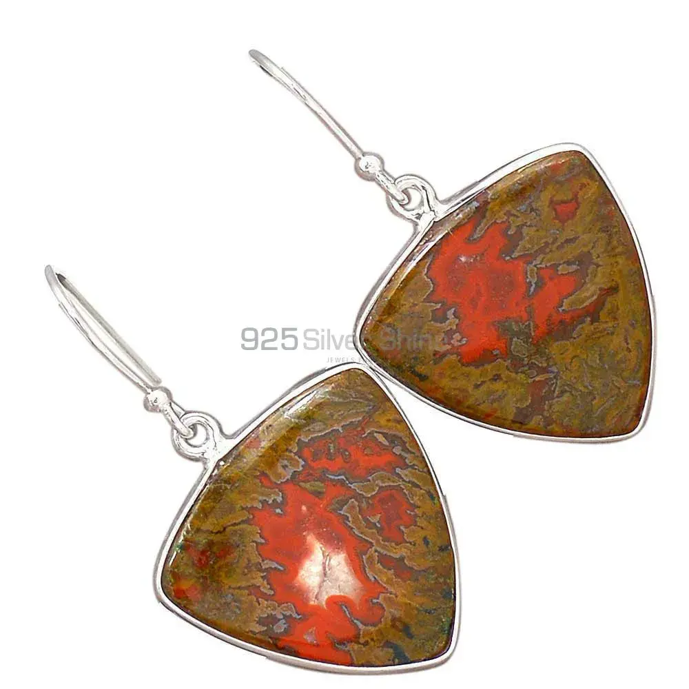 Natural Seam Agate Gemstone Earrings In Fine 925 Sterling Silver 925SE2728