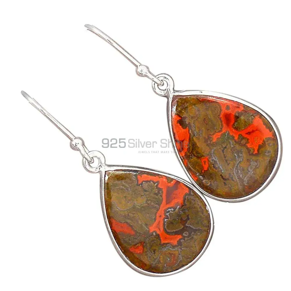 Natural Seam Agate Gemstone Earrings In Fine 925 Sterling Silver 925SE2728_2