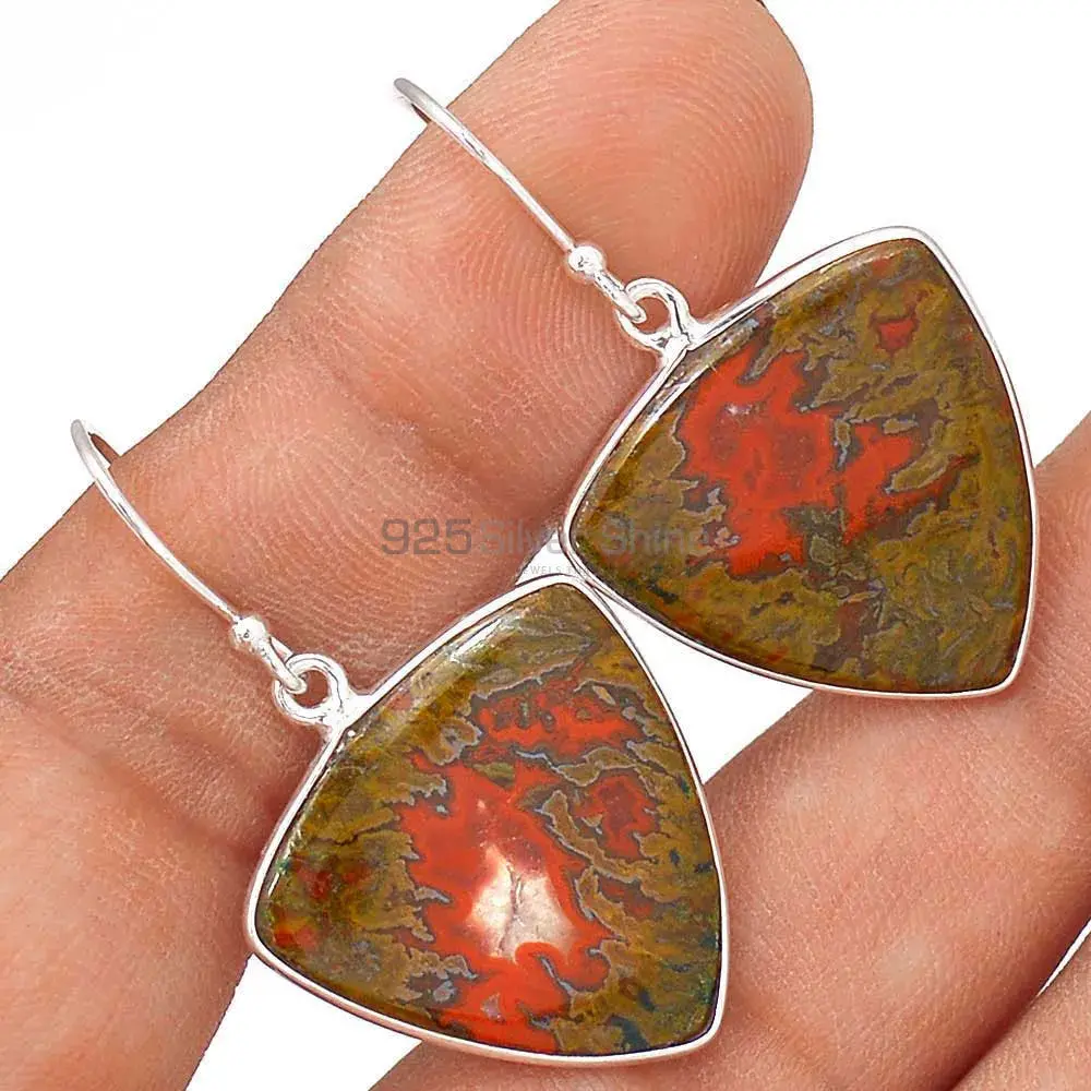 Natural Seam Agate Gemstone Earrings In Fine 925 Sterling Silver 925SE2728_4