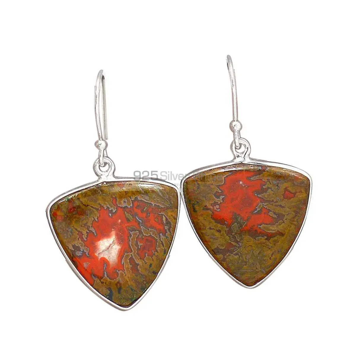 Natural Seam Agate Gemstone Earrings In Fine 925 Sterling Silver 925SE2728_5