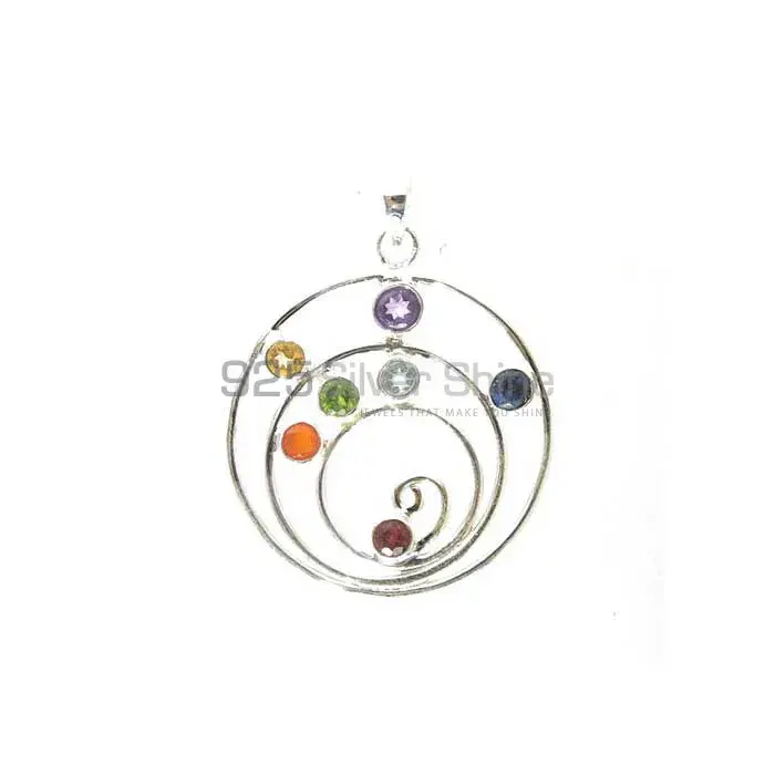 Natural Semi Precious Gemstone Chakra Pendant With 925 Silver SSCP132_0