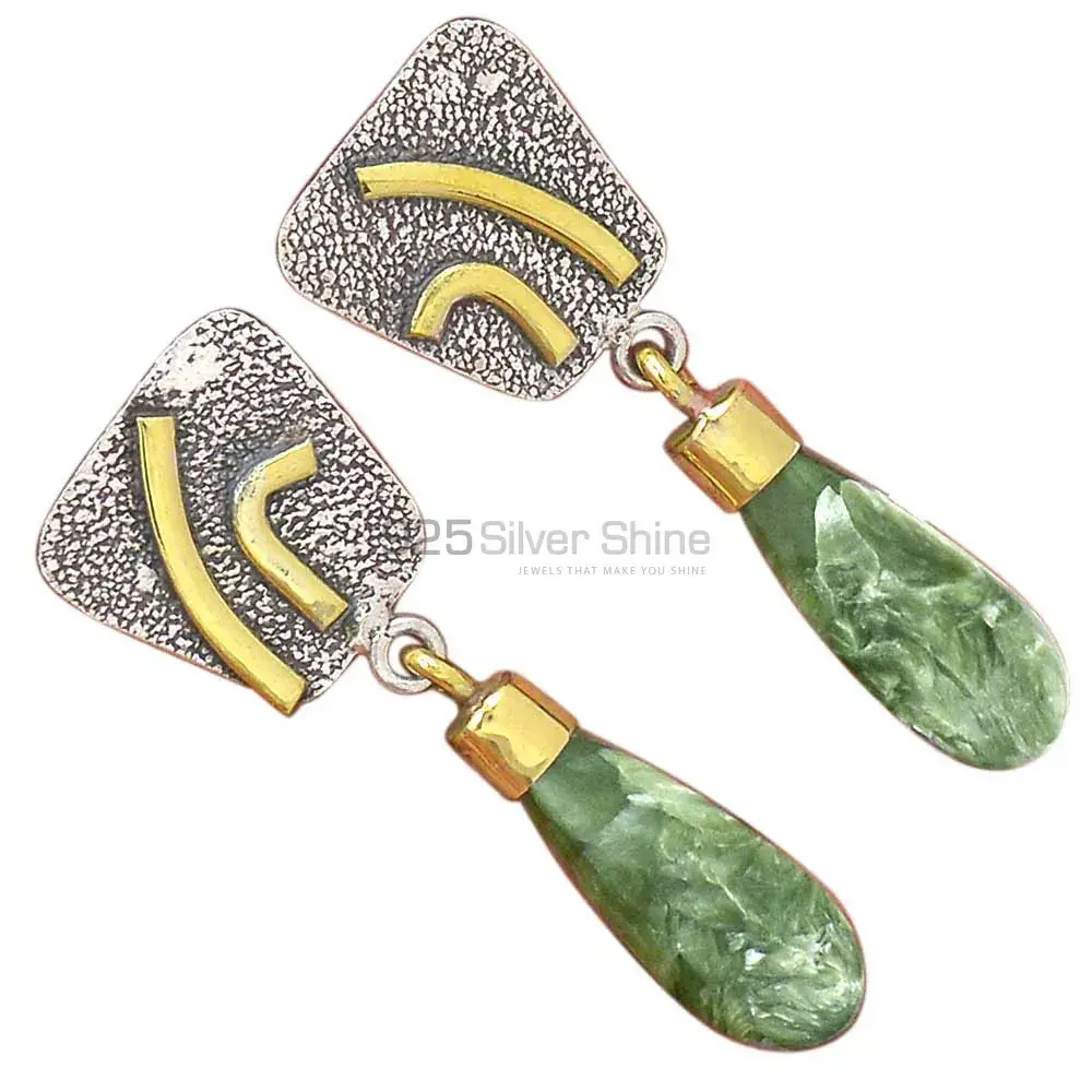 Natural Seraphinite Gemstone Earrings In 925 Sterling Silver Jewelry 925SE2766_1