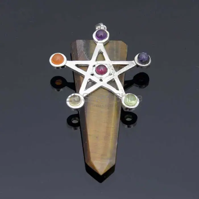 Natural Seven Stone Chakra Pendant With Sterling Silver SSCP102_0