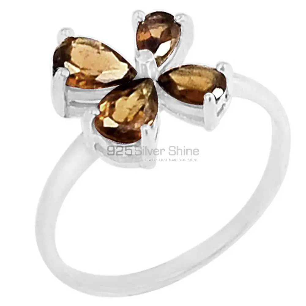 Natural Smoky Quartz Gemstone Ring In 925 Solid Silver 925SR064-1