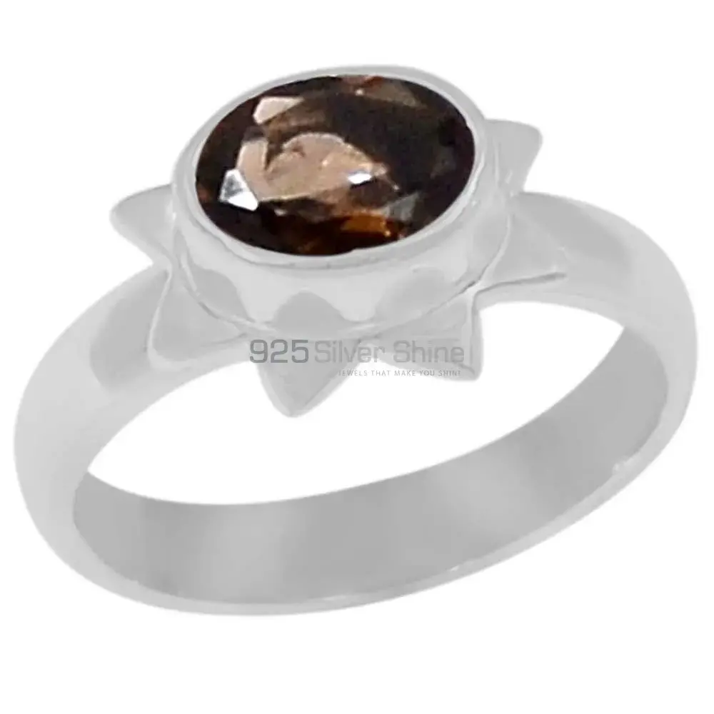 Natural Smoky Quartz Gemstone Ring In Solid Silver 925SR077-1