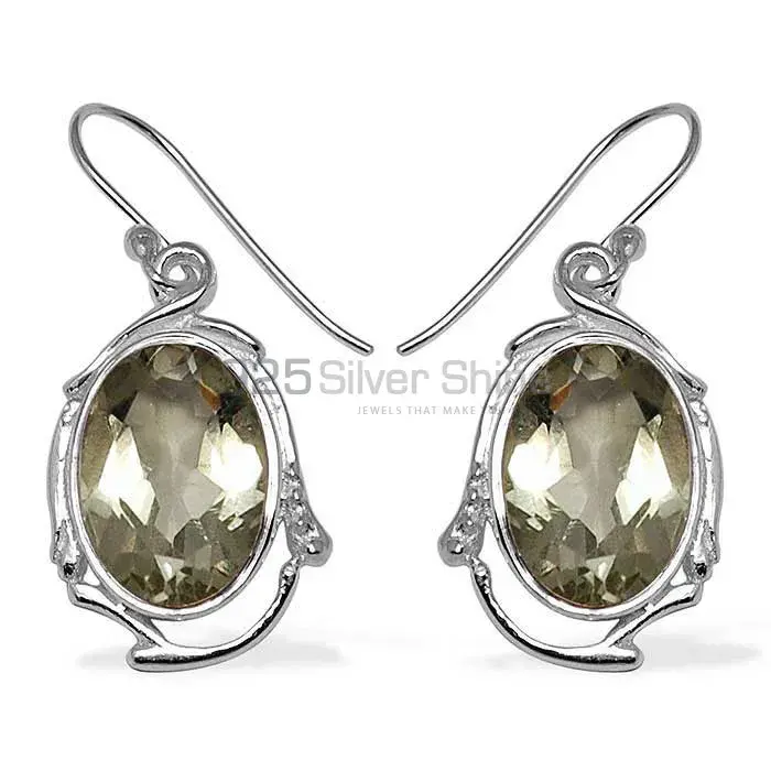 Natural Smoky Quartz Gemstone Earrings In Solid 925 Silver 925SE785