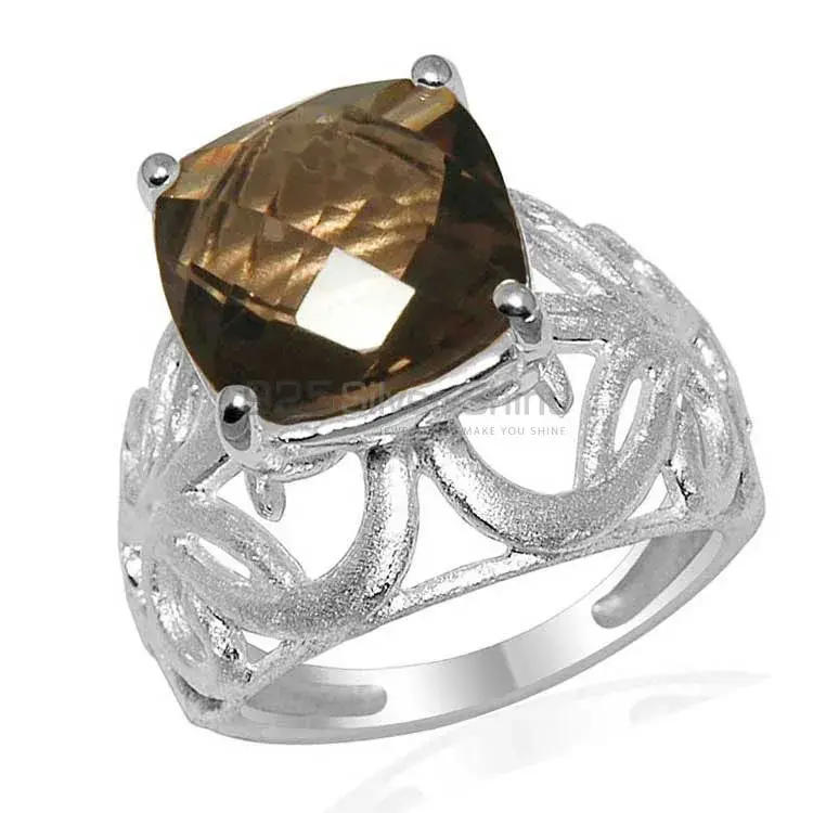 Natural Smoky Quartz Gemstone Rings Suppliers In 925 Sterling Silver Jewelry 925SR1633_0