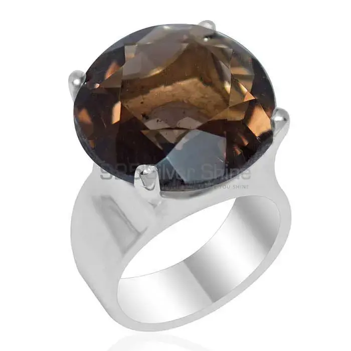 Natural Smoky Quartz Gemstone Rings Suppliers In 925 Sterling Silver Jewelry 925SR1937