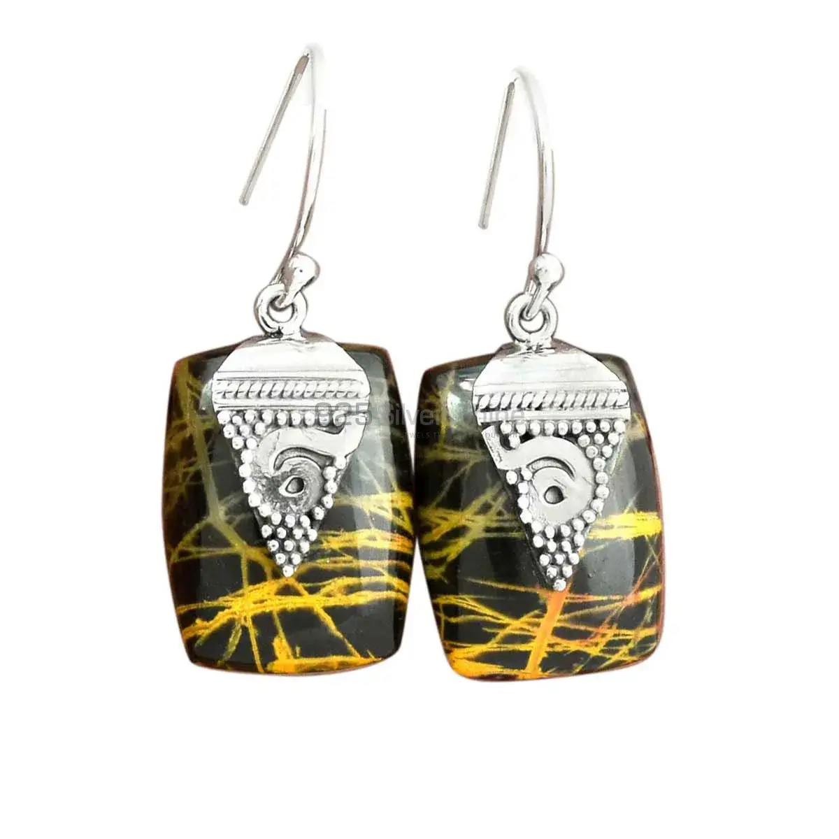 Natural Snake Jasper Gemstone Earrings In 925 Sterling Silver Jewelry 925SE2524_0