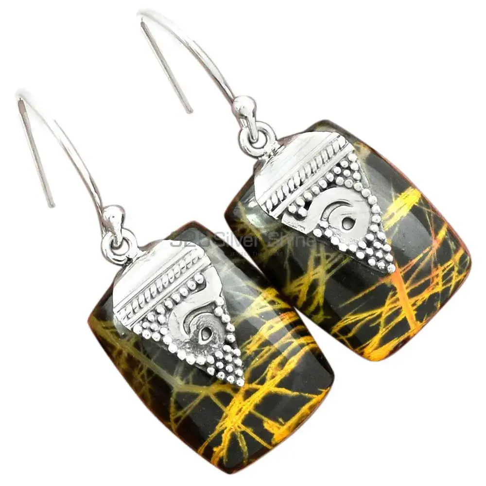 Natural Snake Jasper Gemstone Earrings Suppliers In 925 Sterling Silver Jewelry 925SE2524_0