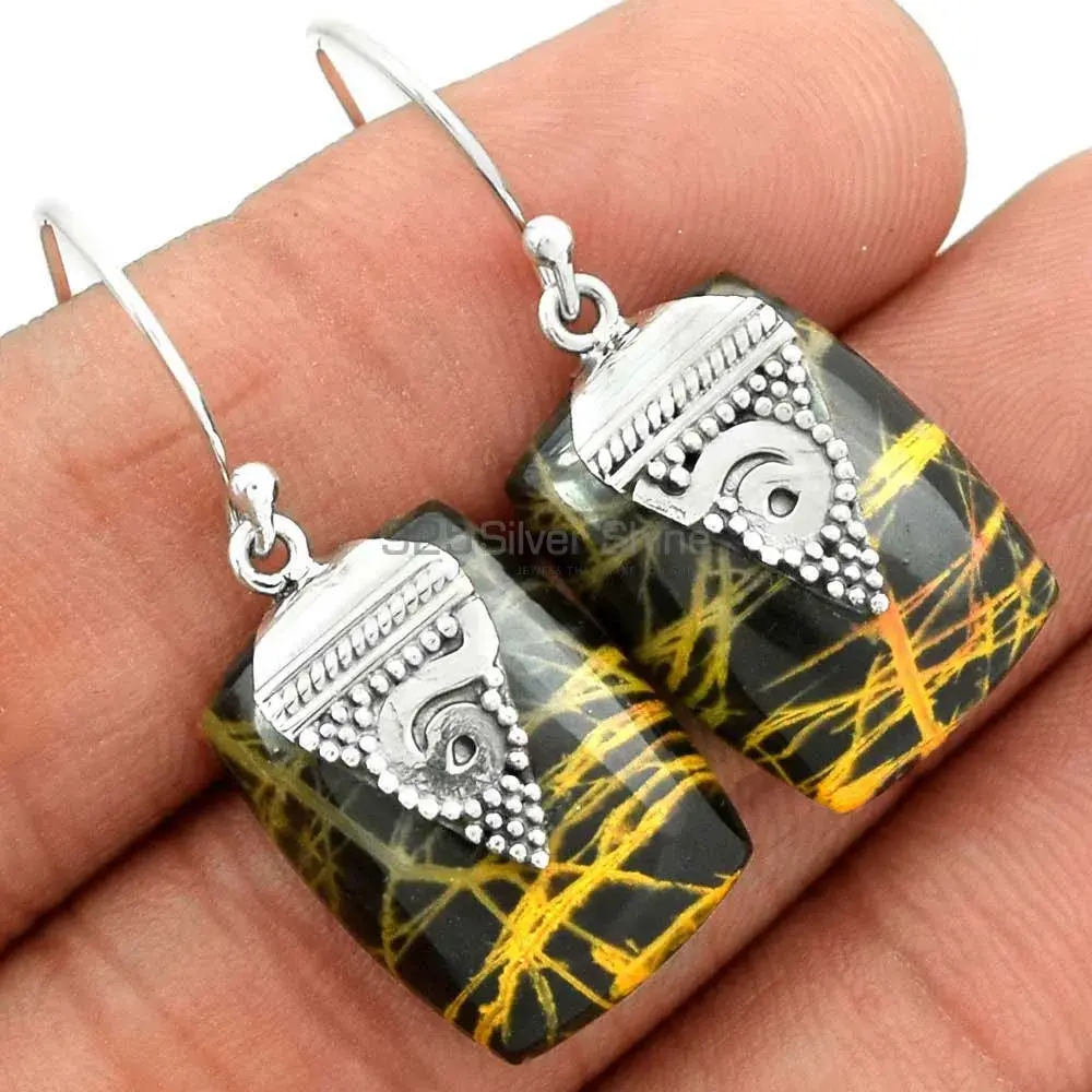 Natural Snake Jasper Gemstone Earrings In 925 Sterling Silver Jewelry 925SE2524_2