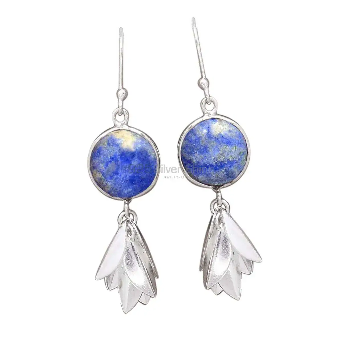 Natural Sodalite Gemstone Earrings In Solid 925 Silver 925SE3055_0