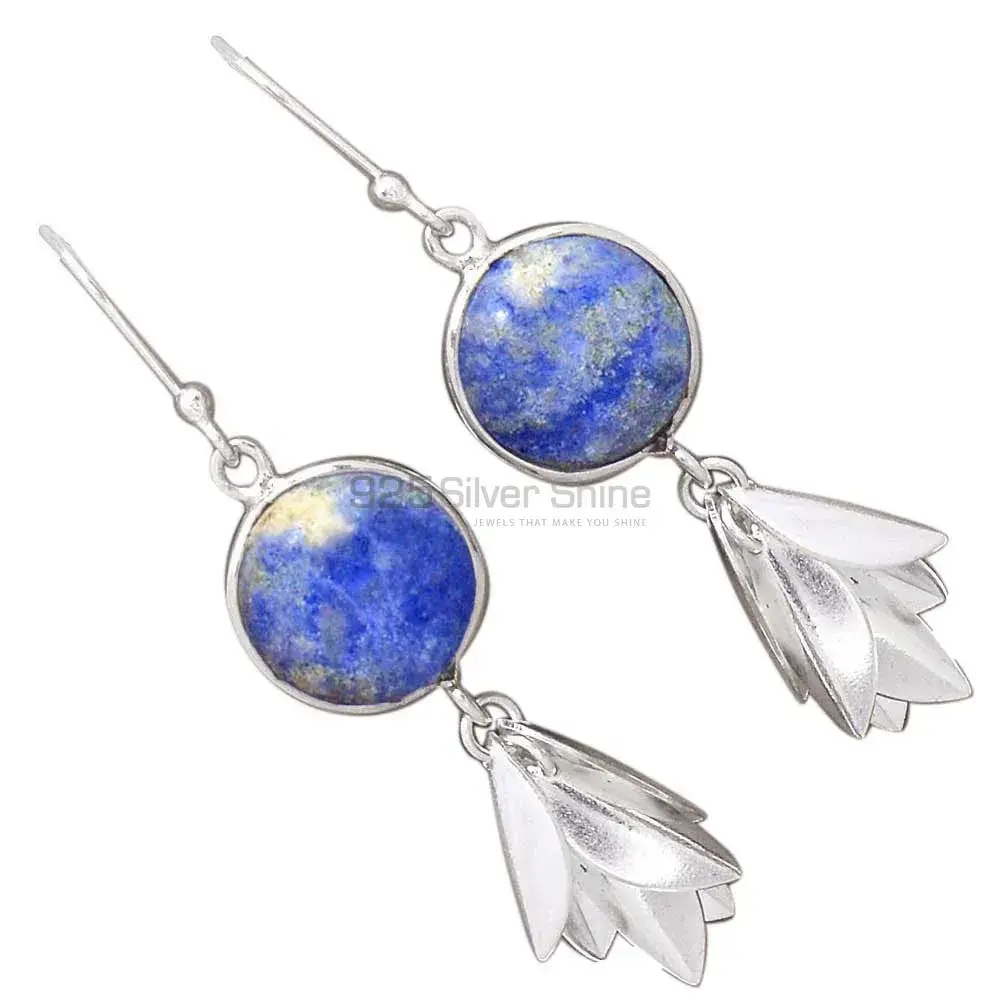 Natural Sodalite Gemstone Earrings In Solid 925 Silver 925SE3055_0