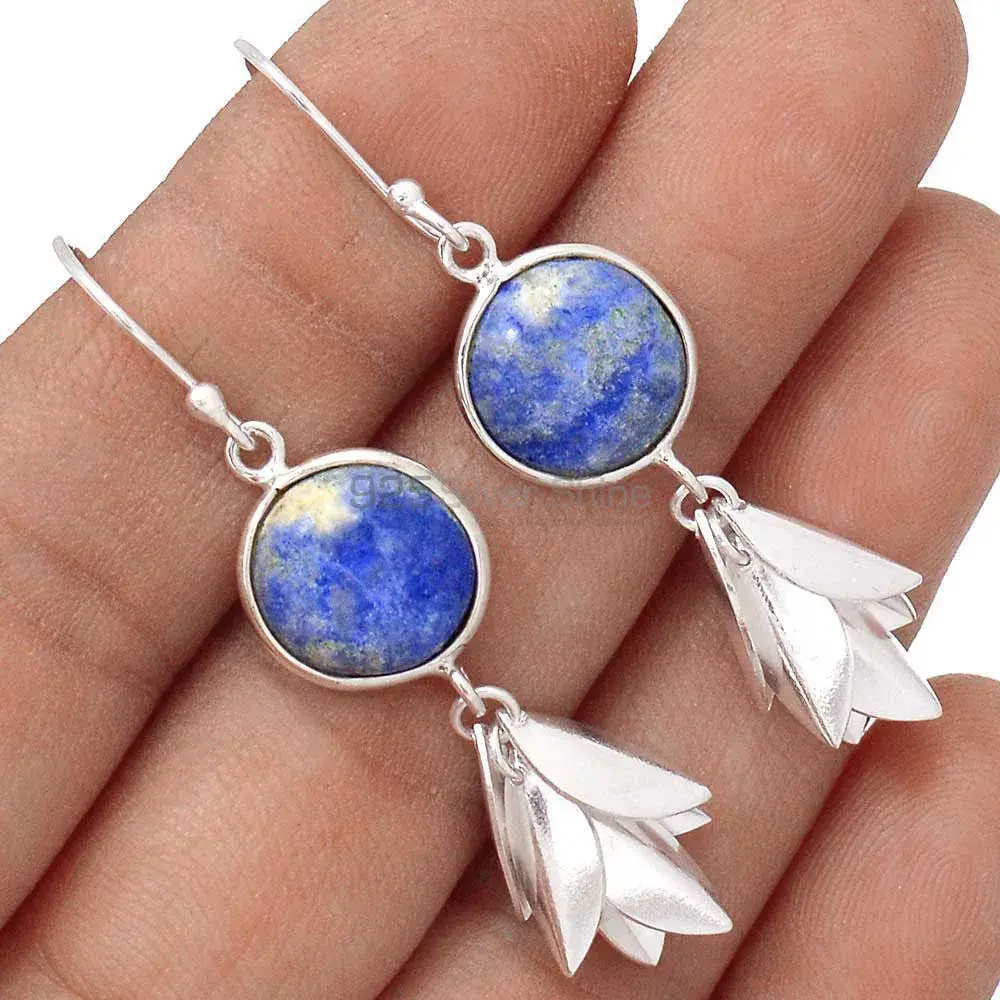 Natural Sodalite Gemstone Earrings In Solid 925 Silver 925SE3055_1