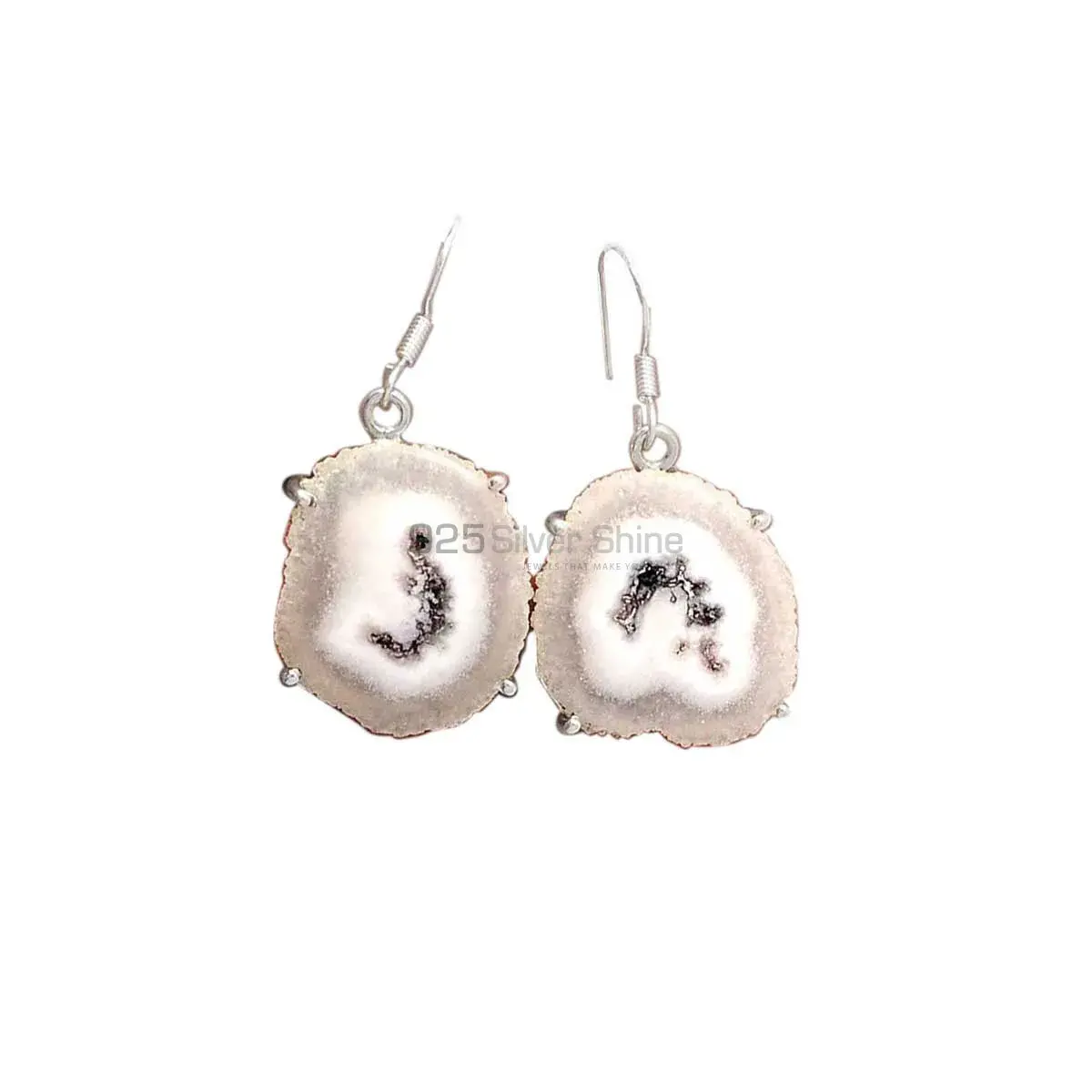 Natural Sugar Druzy Gemstone Earrings In 925 Sterling Silver 925SE2576_0