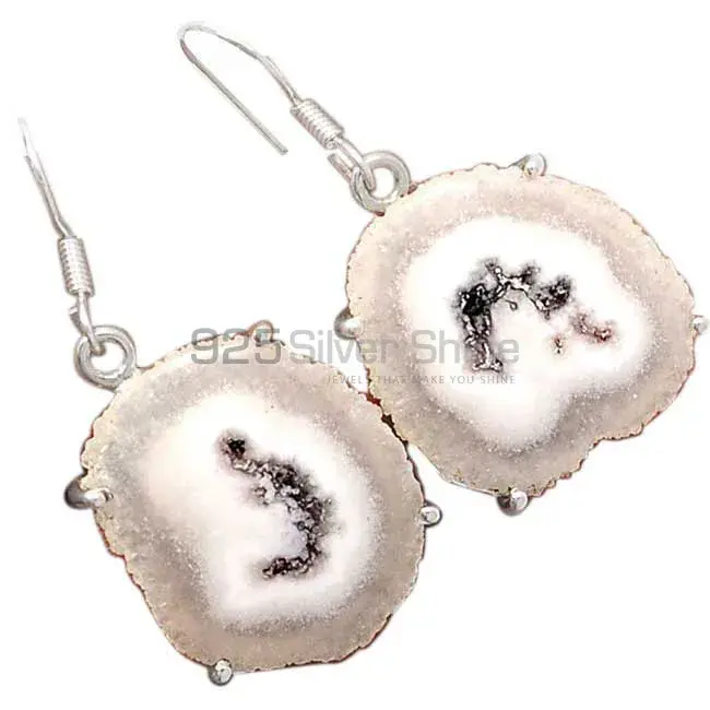 Natural Sugar Druzy Gemstone Earrings In 925 Sterling Silver 925SE2576_1