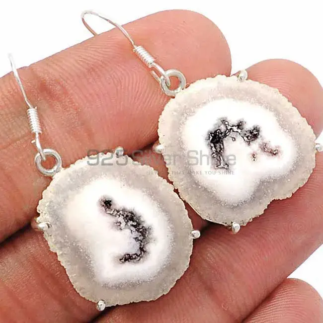 Natural Sugar Druzy Gemstone Earrings In 925 Sterling Silver 925SE2576_1