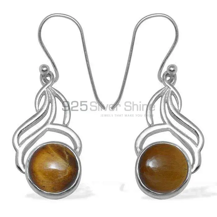 Natural Tiger's Eye Gemstone Earrings Exporters In 925 Sterling Silver Jewelry 925SE812