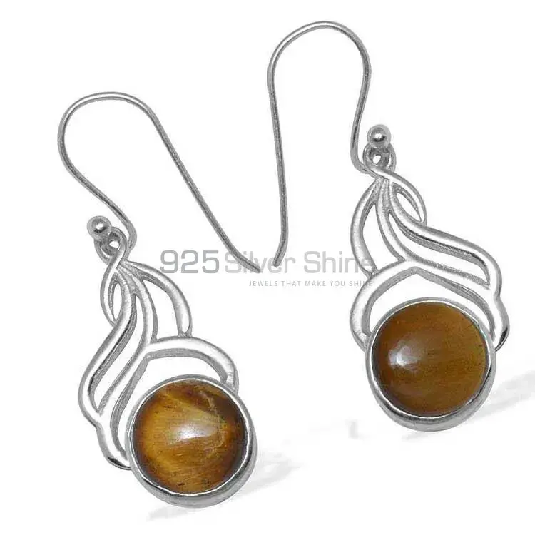 Natural Tiger's Eye Gemstone Earrings Exporters In 925 Sterling Silver Jewelry 925SE812_0