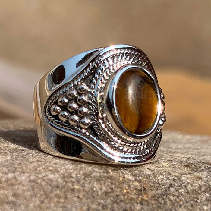 Natural Tiger's Eye Gemstone Ring In Sterling Silver SSR219