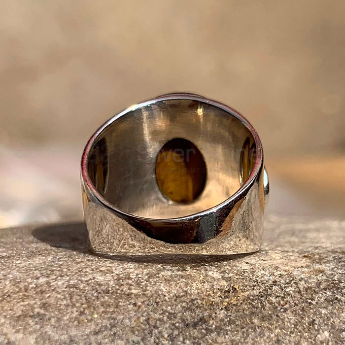 Natural Tiger's Eye Gemstone Ring In Sterling Silver SSR219_1