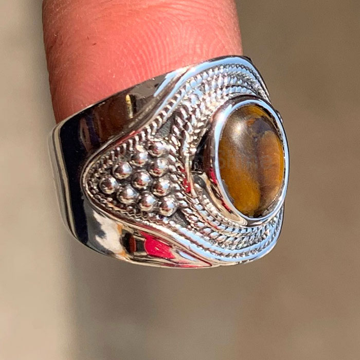 Natural Tiger's Eye Gemstone Ring In Sterling Silver SSR219_2