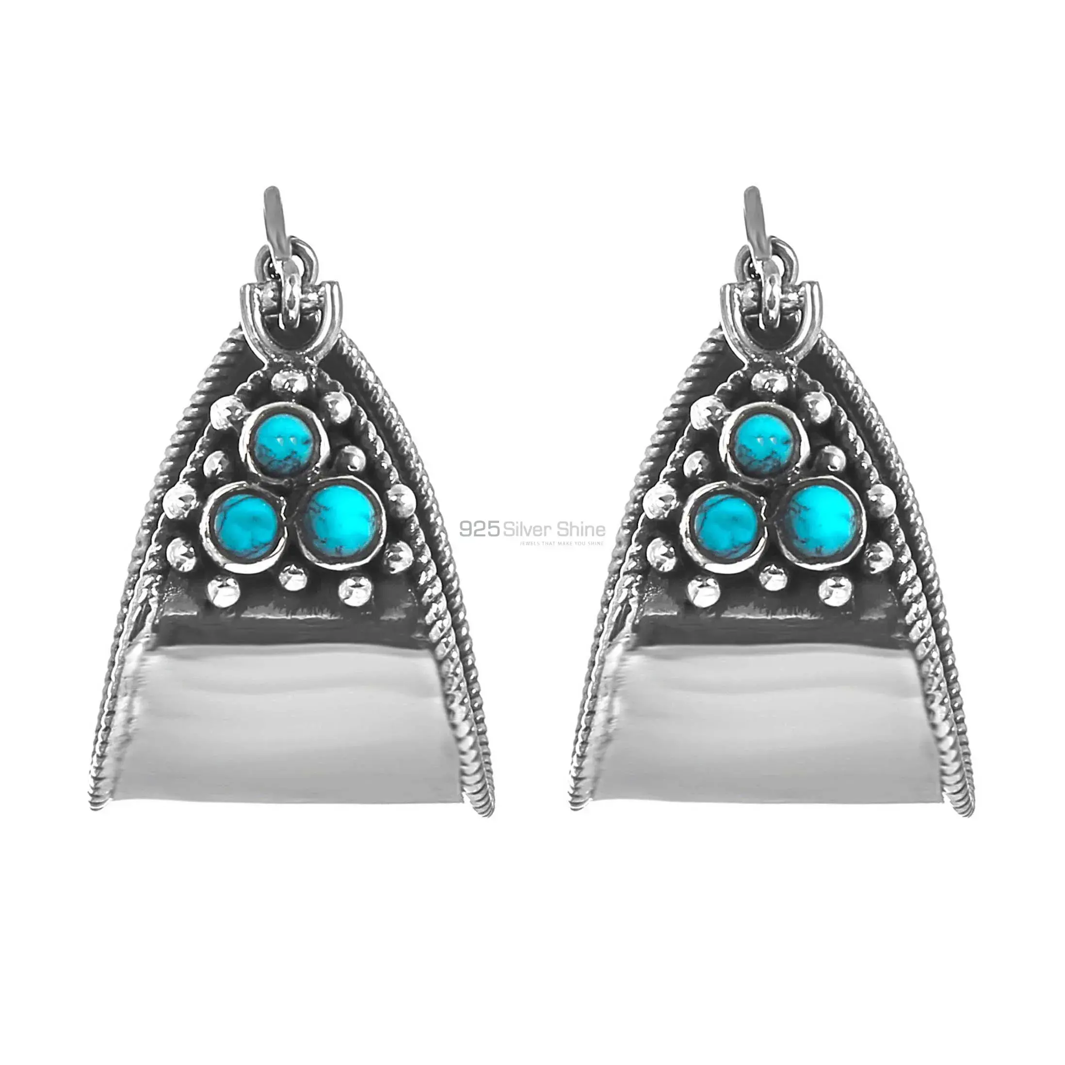 Natural Turquoise Gemstone Earring In 925 Sterling Silver Jewelry 925SE188