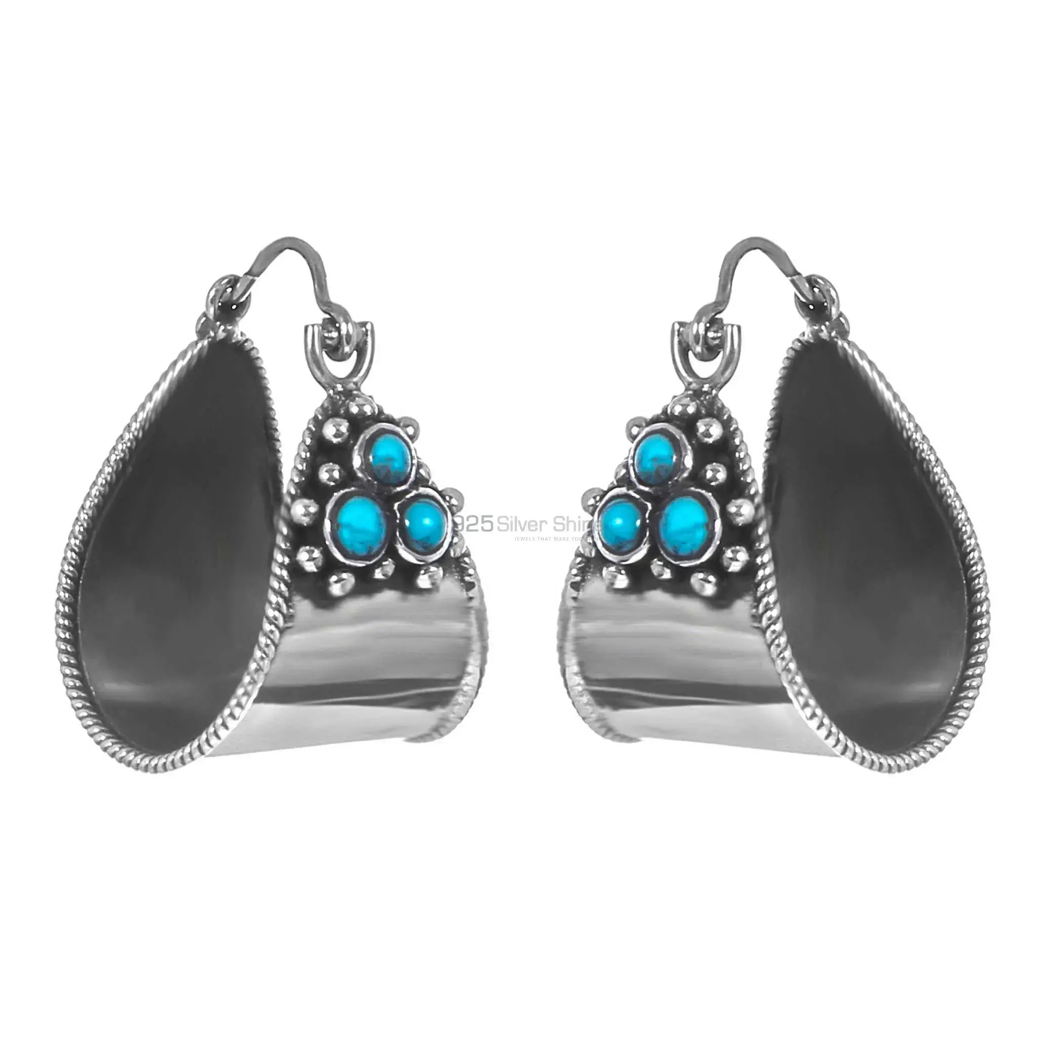 Natural Turquoise Gemstone Earring In 925 Sterling Silver Jewelry 925SE188_0